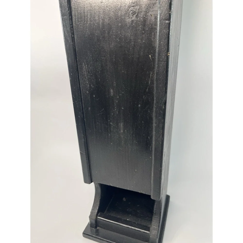 Black Wood Toilet Paper Holder Rustic Farmhouse Style Standing Dispenser